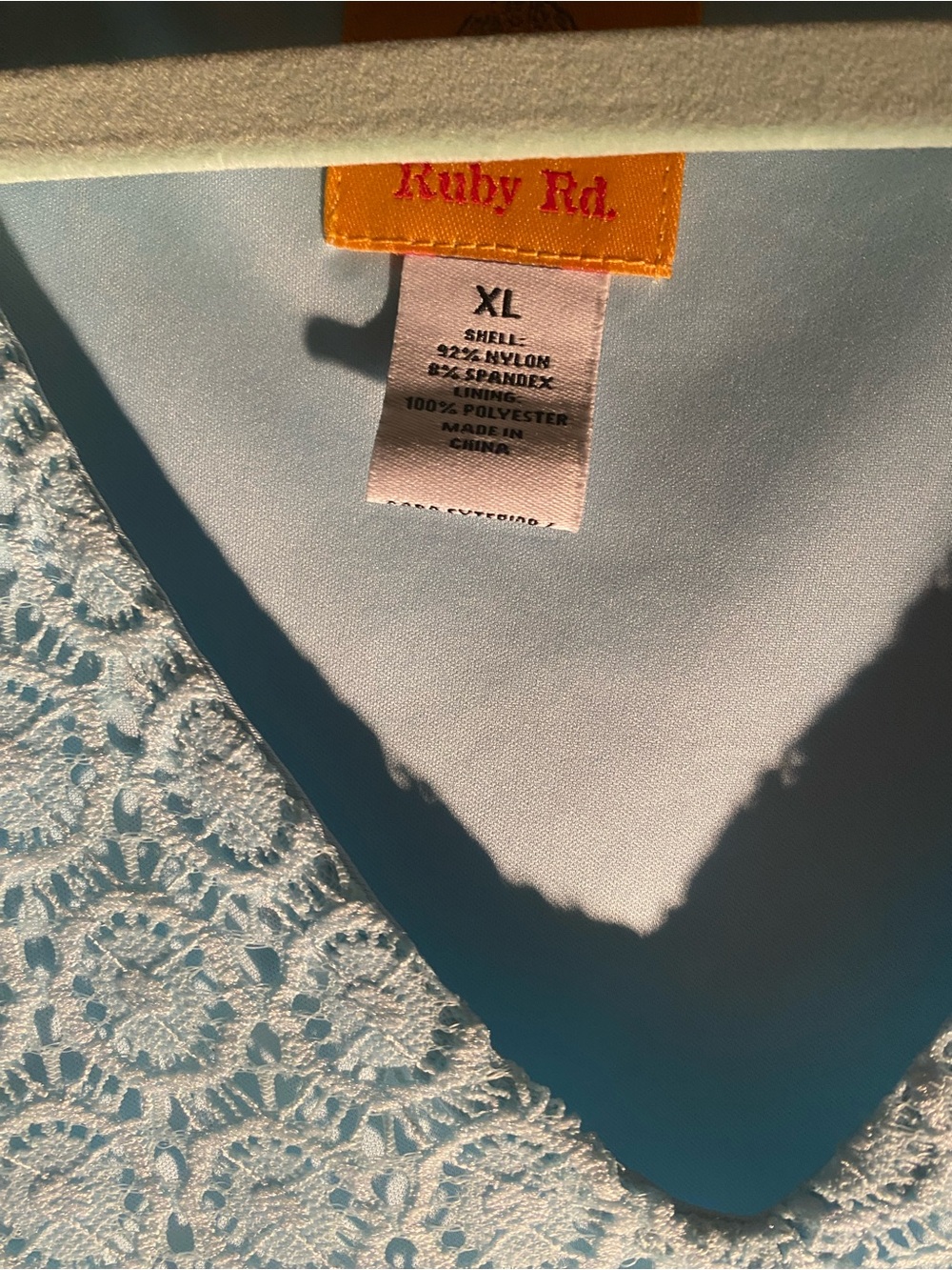 Ruby Rd. Light Blue Lace V-Neck Tunic - Picture 3 of 6